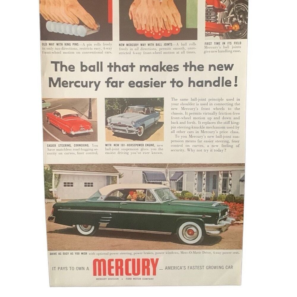 Vintage 1954 Mercury Ball Makes It Easier Ad Advertisement